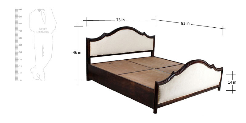 Orevon King Size Bed with Storage in Passion